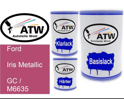 Ford, Iris Metallic, GC / M6635: 500ml Lackdose + 500ml Klarlack + 250ml Härter - Set, von ATW Autoteile West.